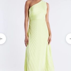 BCBG ALC MAX AZRIA Acacia Pleat Lime   Satin Gown Dress NWT Sz 6 8 Wedding Guest